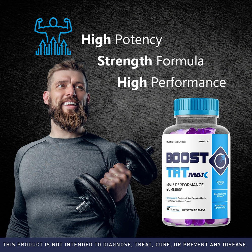 LIVORKA Boost TRT Max gummies outside bottle show tasty daily supplement