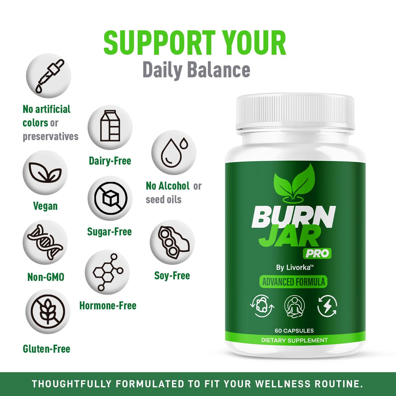 LIVORKA Burn Jar Pro capsules with water, simple morning ritual