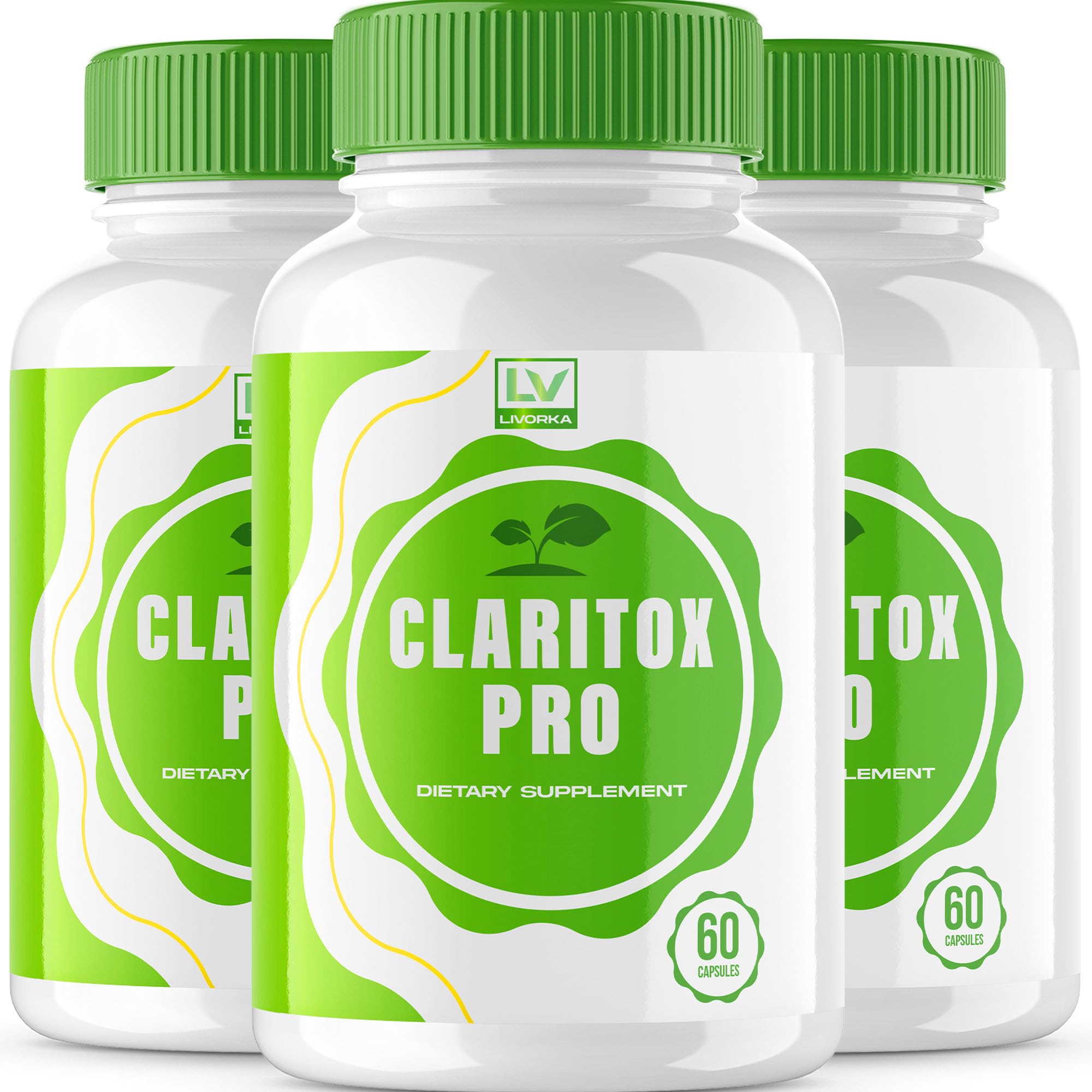 Livorka Claritox Pro bottle in close-up, suggesting a convenient daily supplement routine.