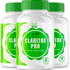 Livorka Claritox Pro bottle in close-up, suggesting a convenient daily supplement routine.