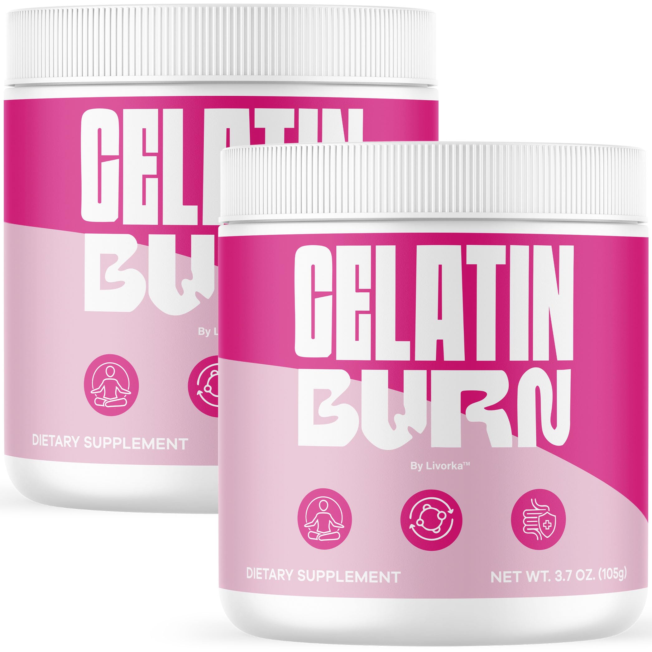 LIVORKA GelatinBurn Powder bottle displayed for daily wellness routine.