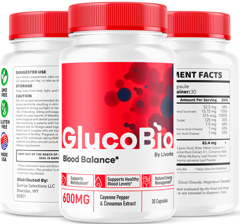 LIVORKA GlucoBio bottle top view with neutral background