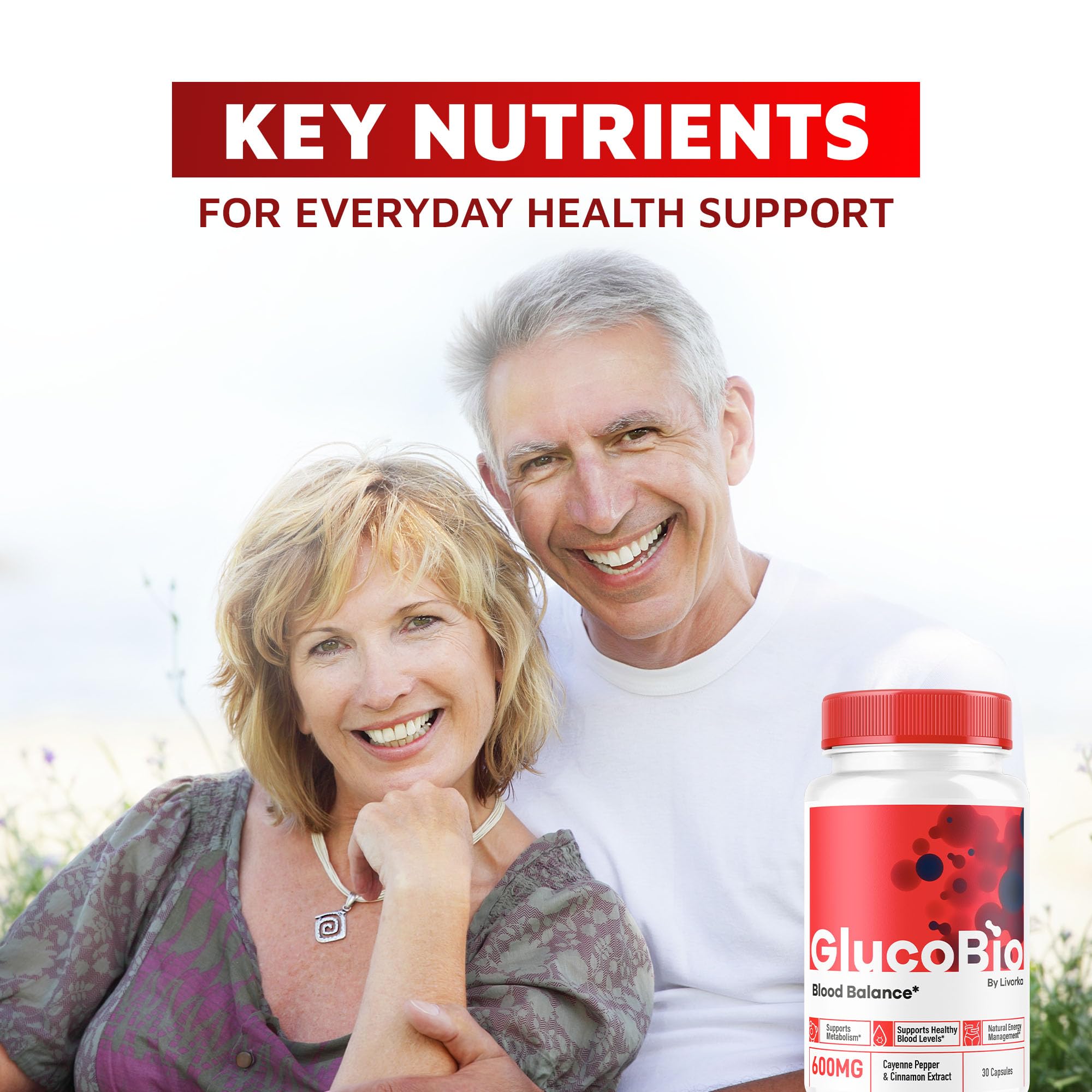 LIVORKA GlucoBio capsules closeup highlighting easy-to-take capsules
