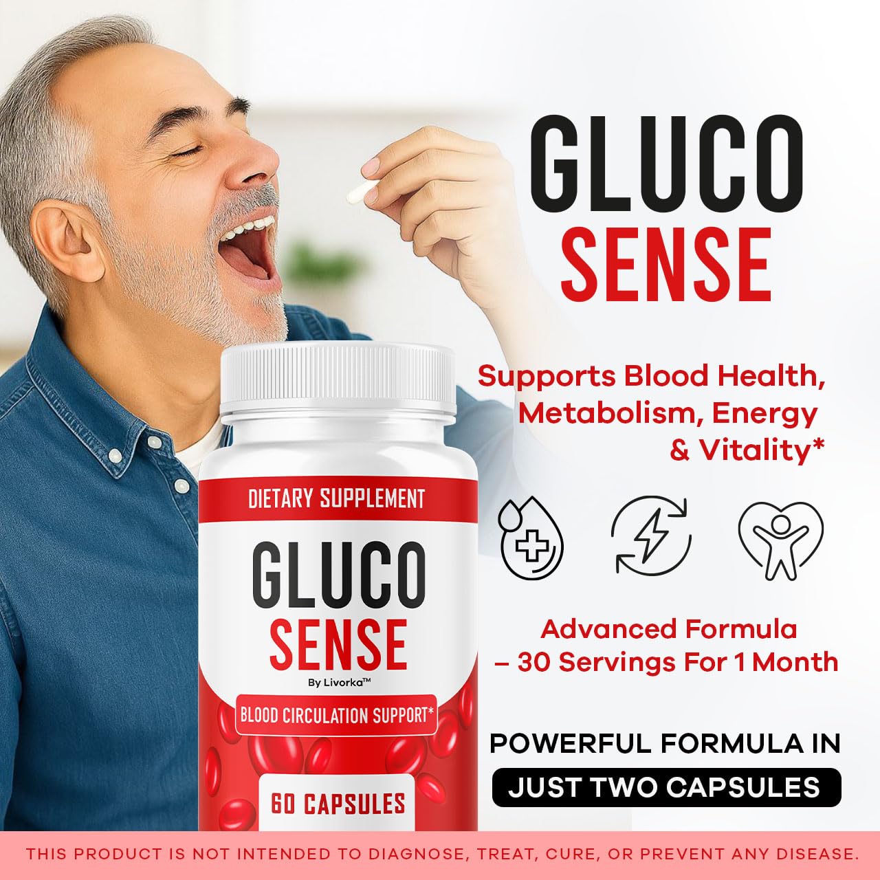 LIVORKA GlucoSense bottle back label supports reliable daily routine.