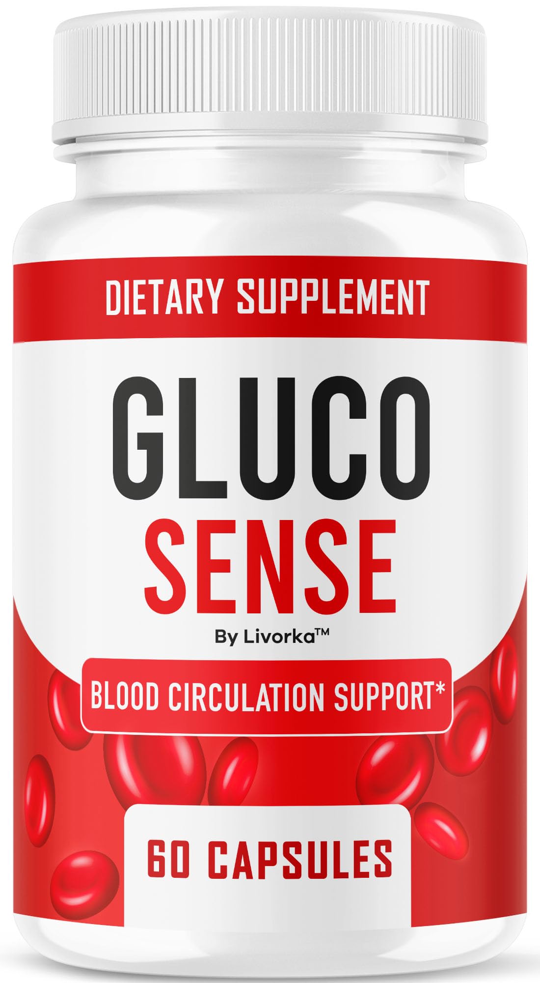 LIVORKA GlucoSense bottle front view for daily wellness support.