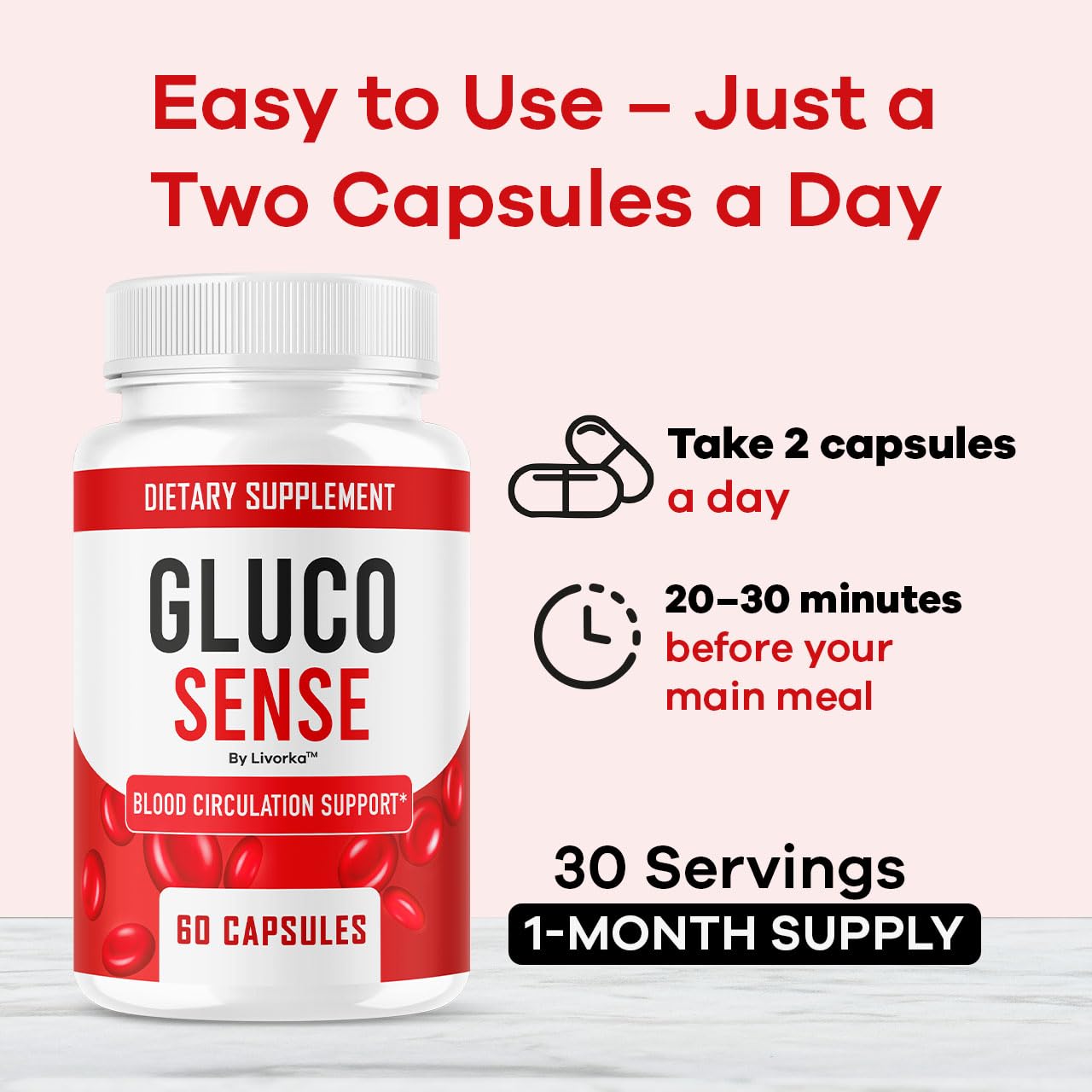 LIVORKA GlucoSense bottle in hand for convenient daily use.