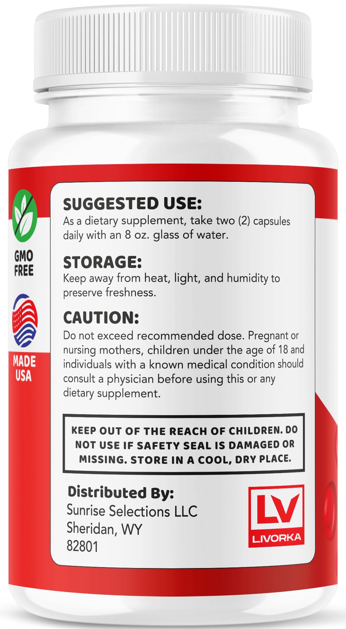 LIVORKA GlucoSense front label close-up highlighting 695 mg capsules.