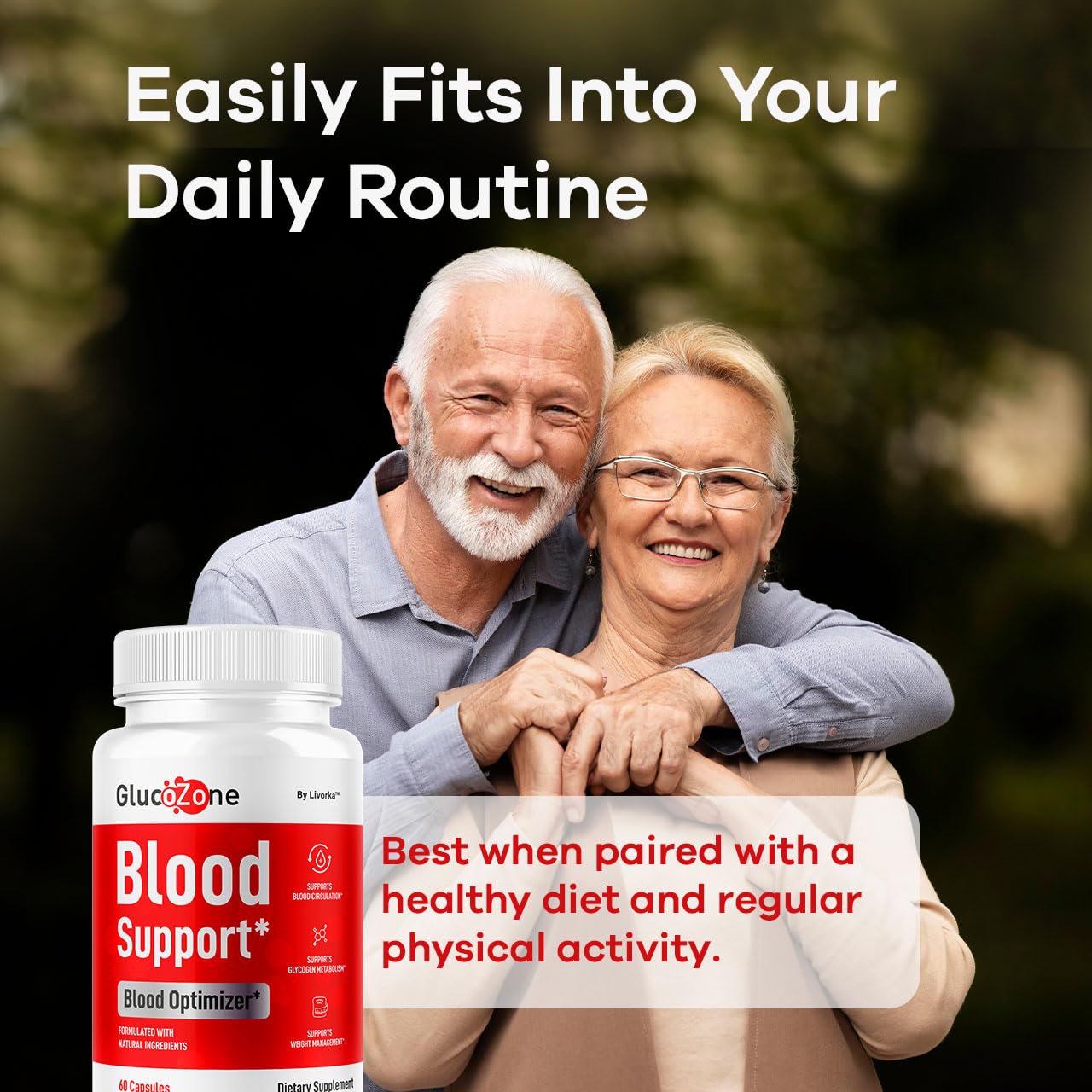 LIVORKA GlucoZone capsules in hand convey portable wellness