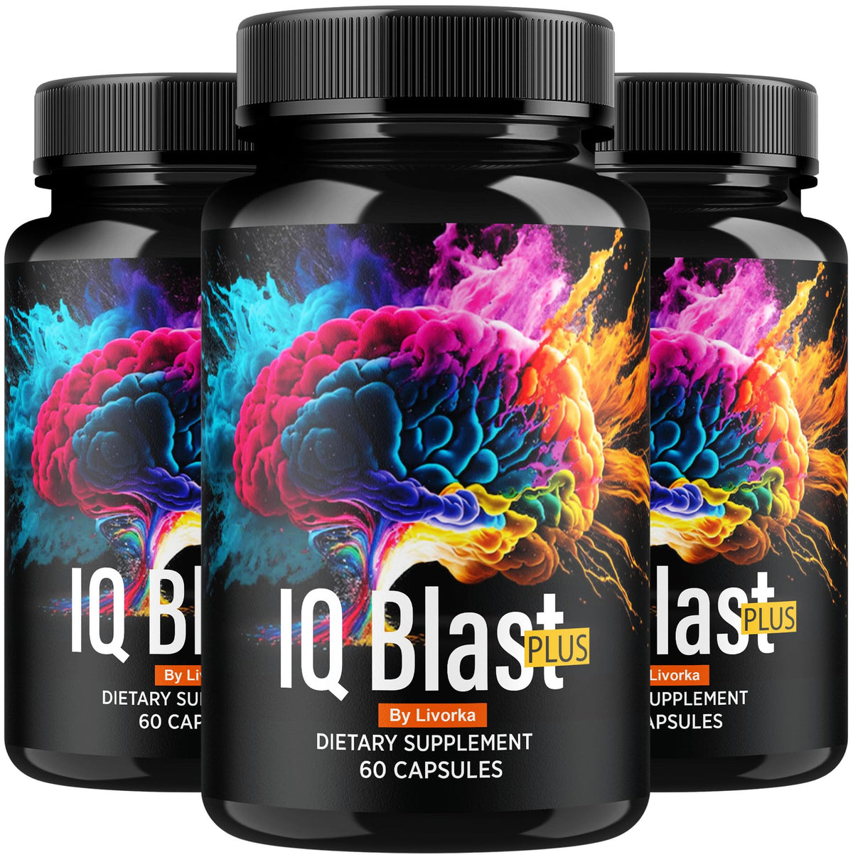 LIVORKA IQ Blast Plus bottle front view for daily wellness support.