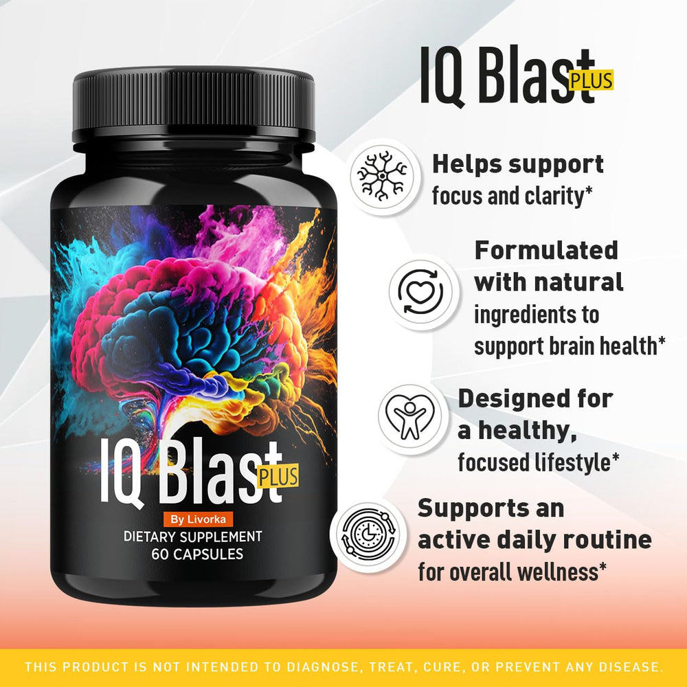 LIVORKA IQ Blast Plus capsules closeup highlighting smooth capsules for daily use.