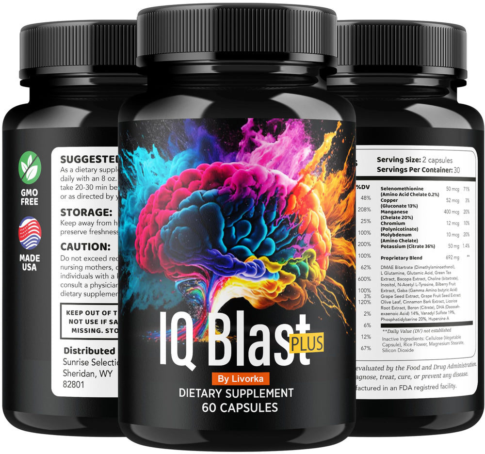 LIVORKA IQ Blast Plus packaging on shelf illustrating two-month supply.