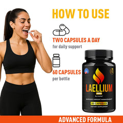 LIVORKA Laellium Pro pills label close-up highlighting natural ingredients.