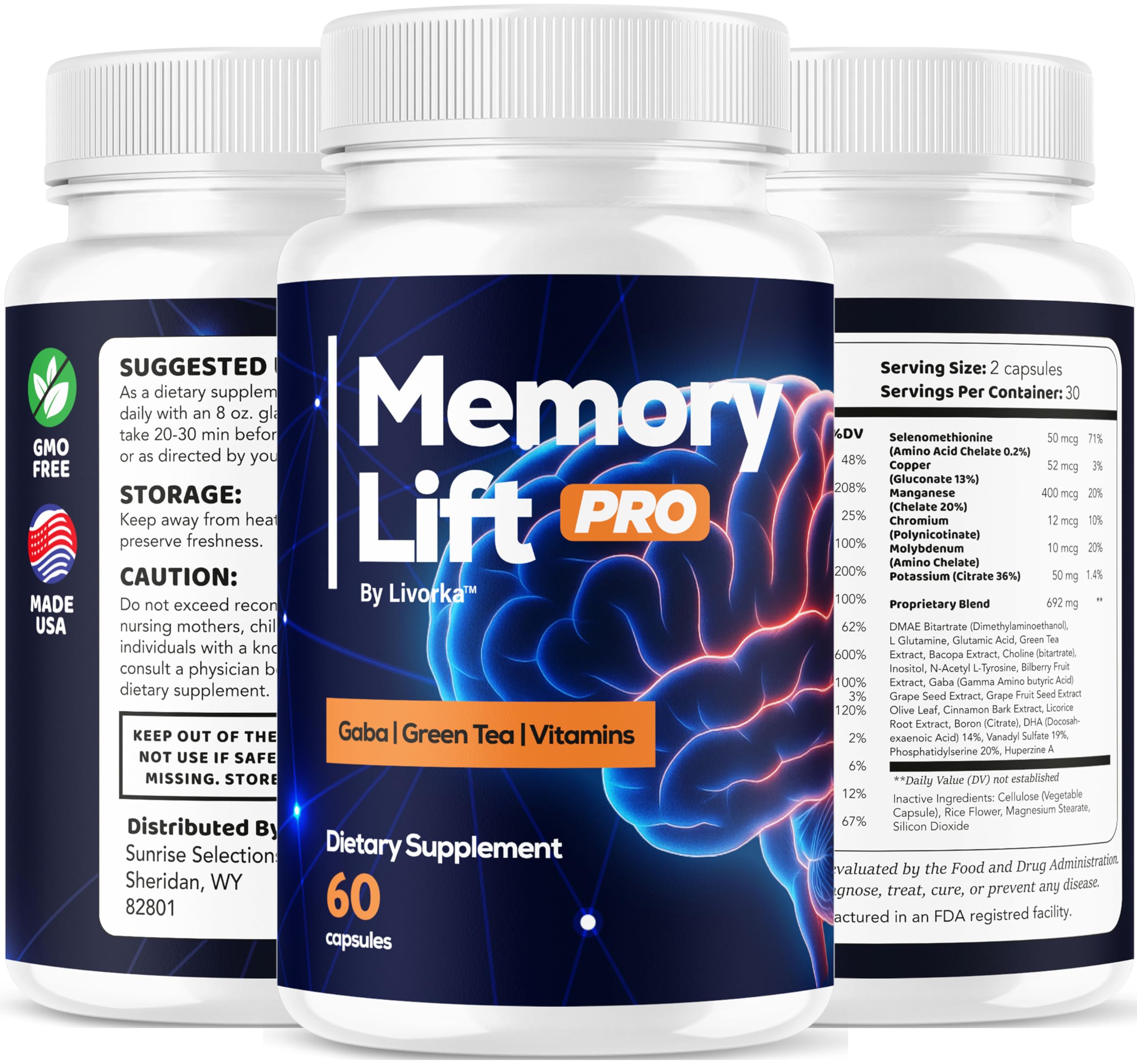 LIVORKA Memory Lift Pro box on a desk with a glass of water for daily use