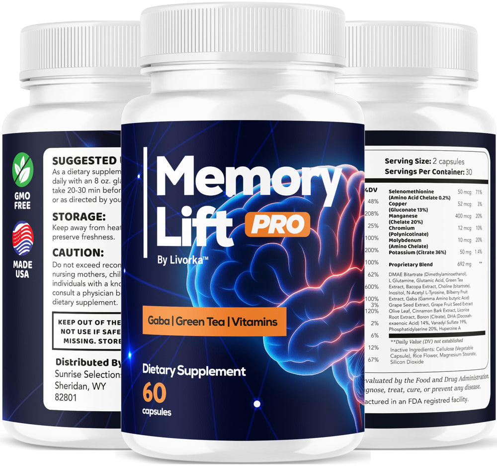 LIVORKA Memory Lift Pro box on a desk with a glass of water for daily use