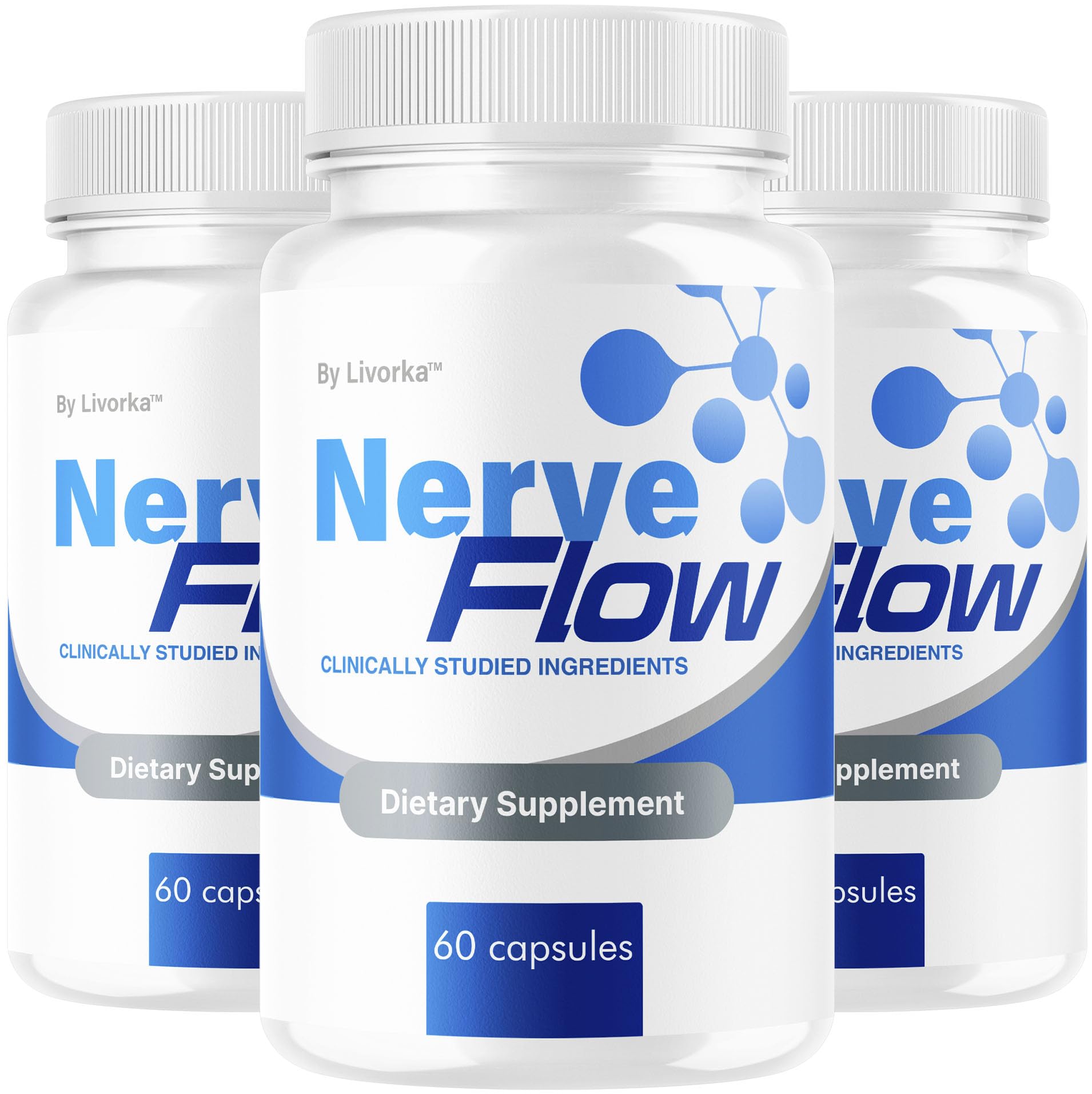 LIVORKA Nerve Flow bottle front illustrating daily nerve support