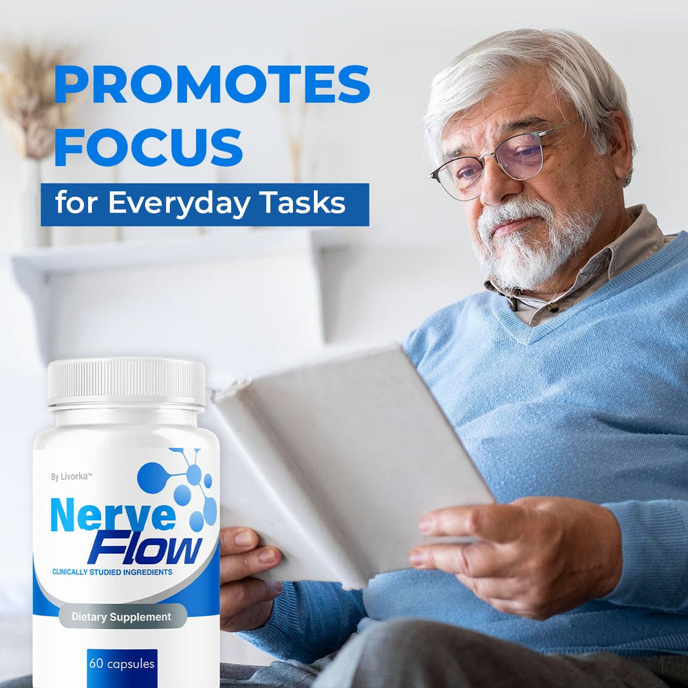 LIVORKA Nerve Flow capsules poured for a simple daily routine