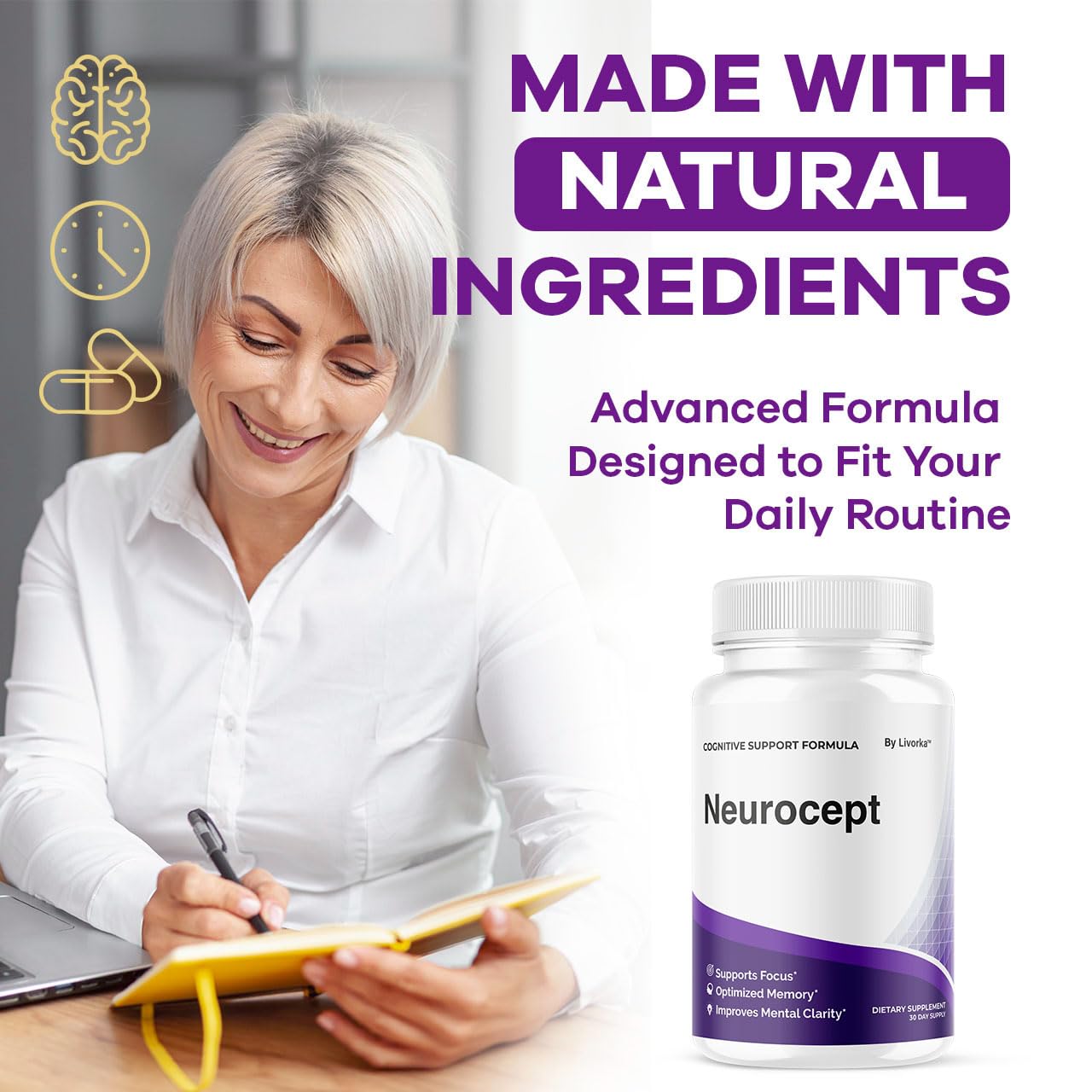 LIVORKA Neurocept in hand demonstrates portable brain support.