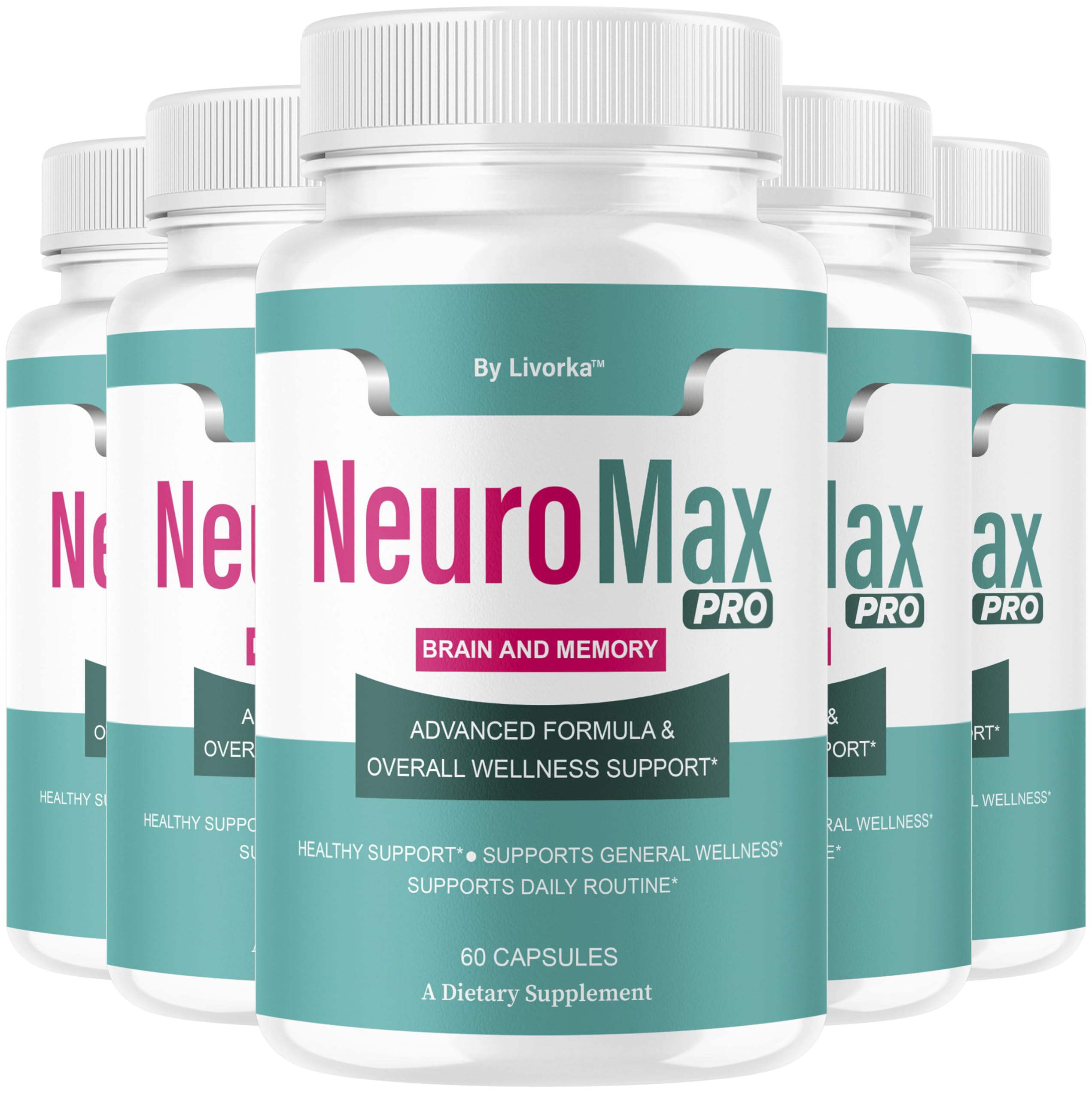 LIVORKA Neuromax Pro bottle label highlights premium brain support ingredients for daily wellness.