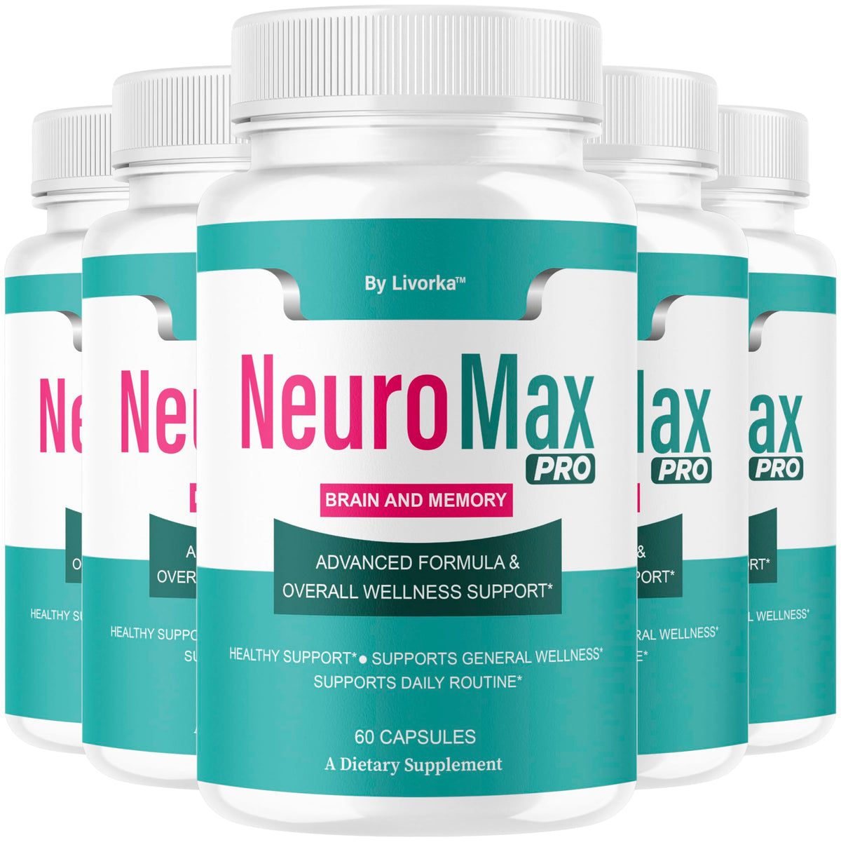LIVORKA Neuromax Pro bottle label highlights premium brain support ingredients for daily wellness.