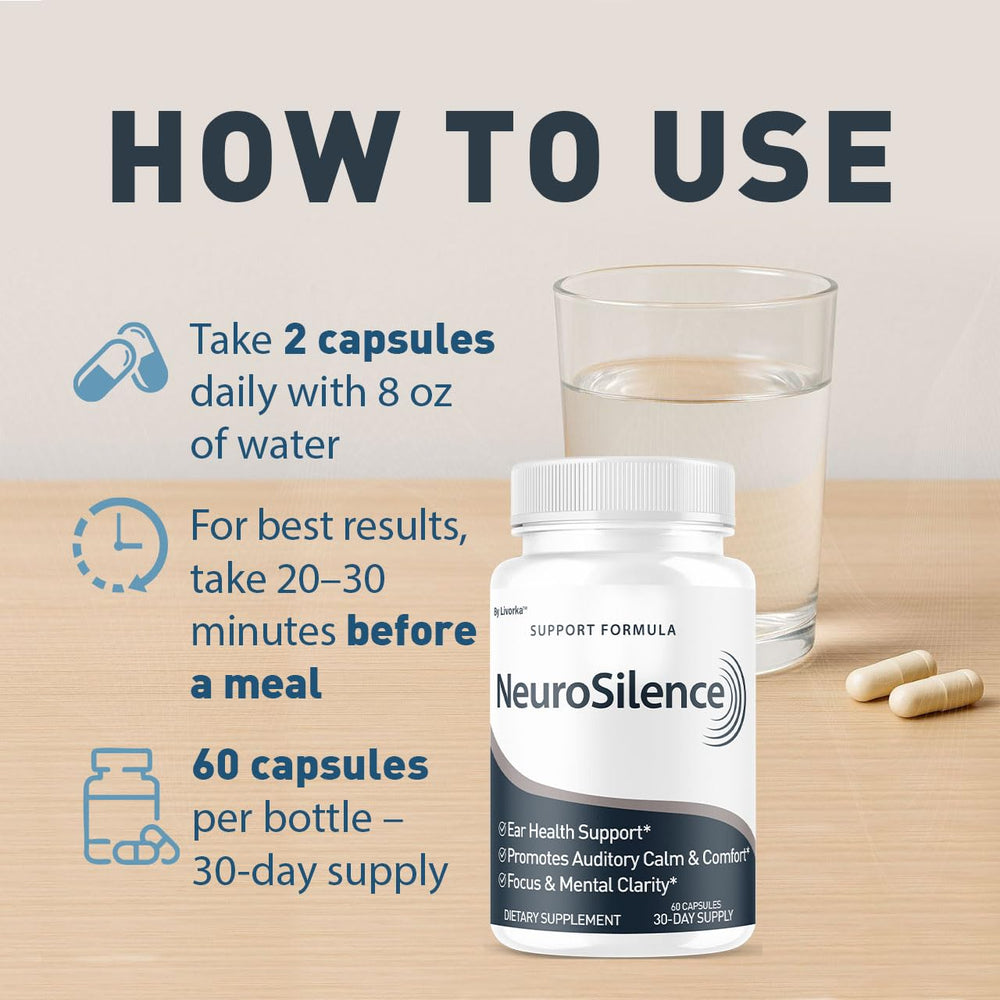 LIVORKA Neurosilence capsules close-up highlight natural ingredients.