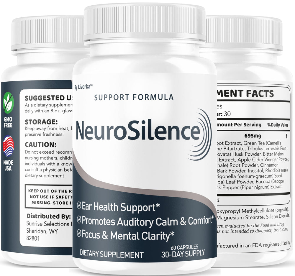 LIVORKA Neurosilence USA-made label reinforces safety and quality.