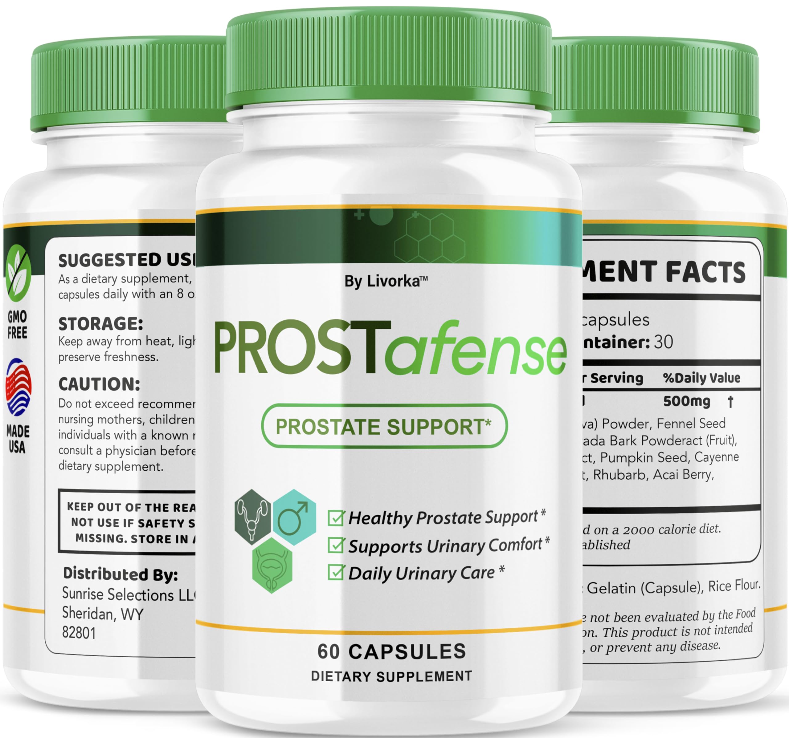 LIVORKA Prostafense capsules stacked for easy grab-and-go.