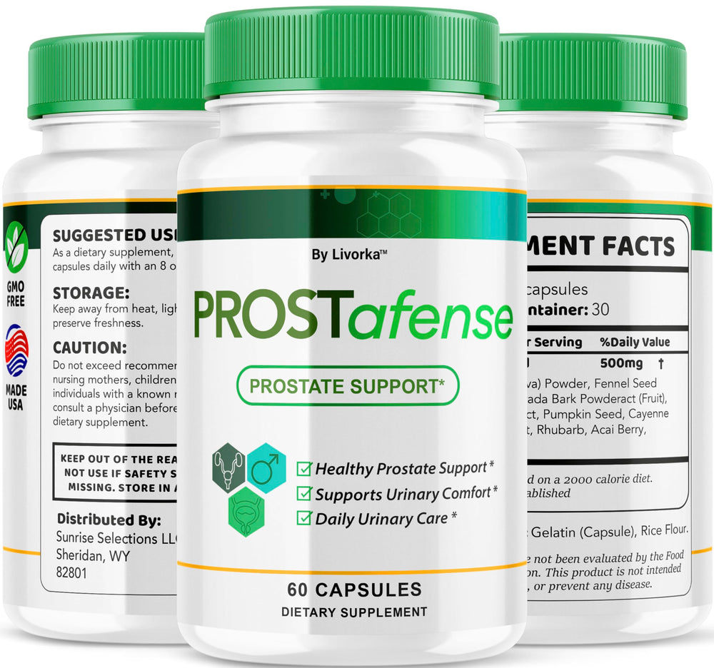LIVORKA Prostafense capsules stacked for easy grab-and-go.