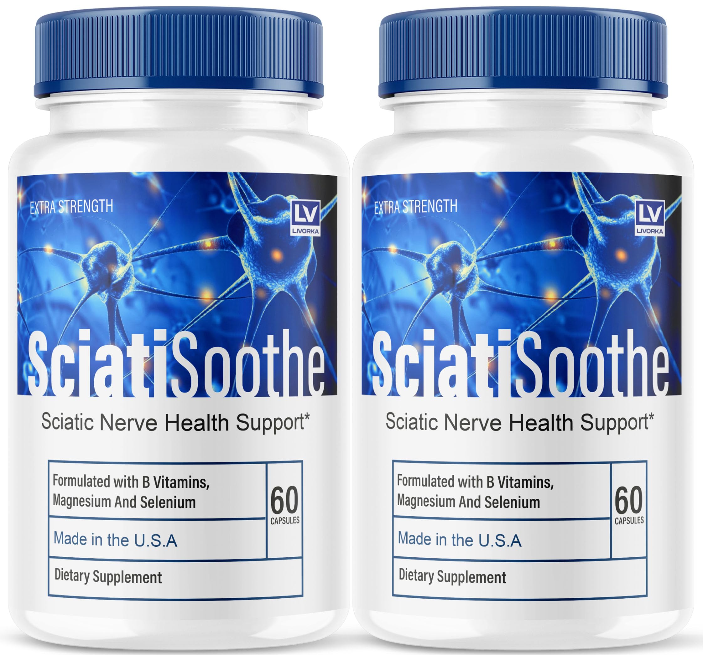 Livorka SciatiSoothe capsules bottle for natural wellness support.