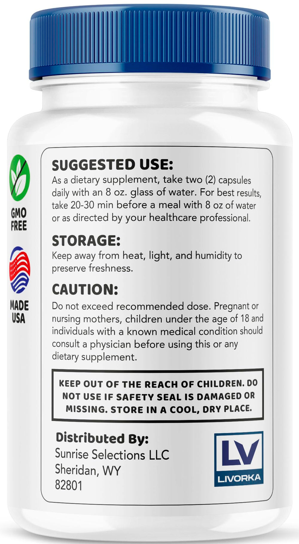 Livorka SciatiSoothe bottle showing dosage information for simple routines.