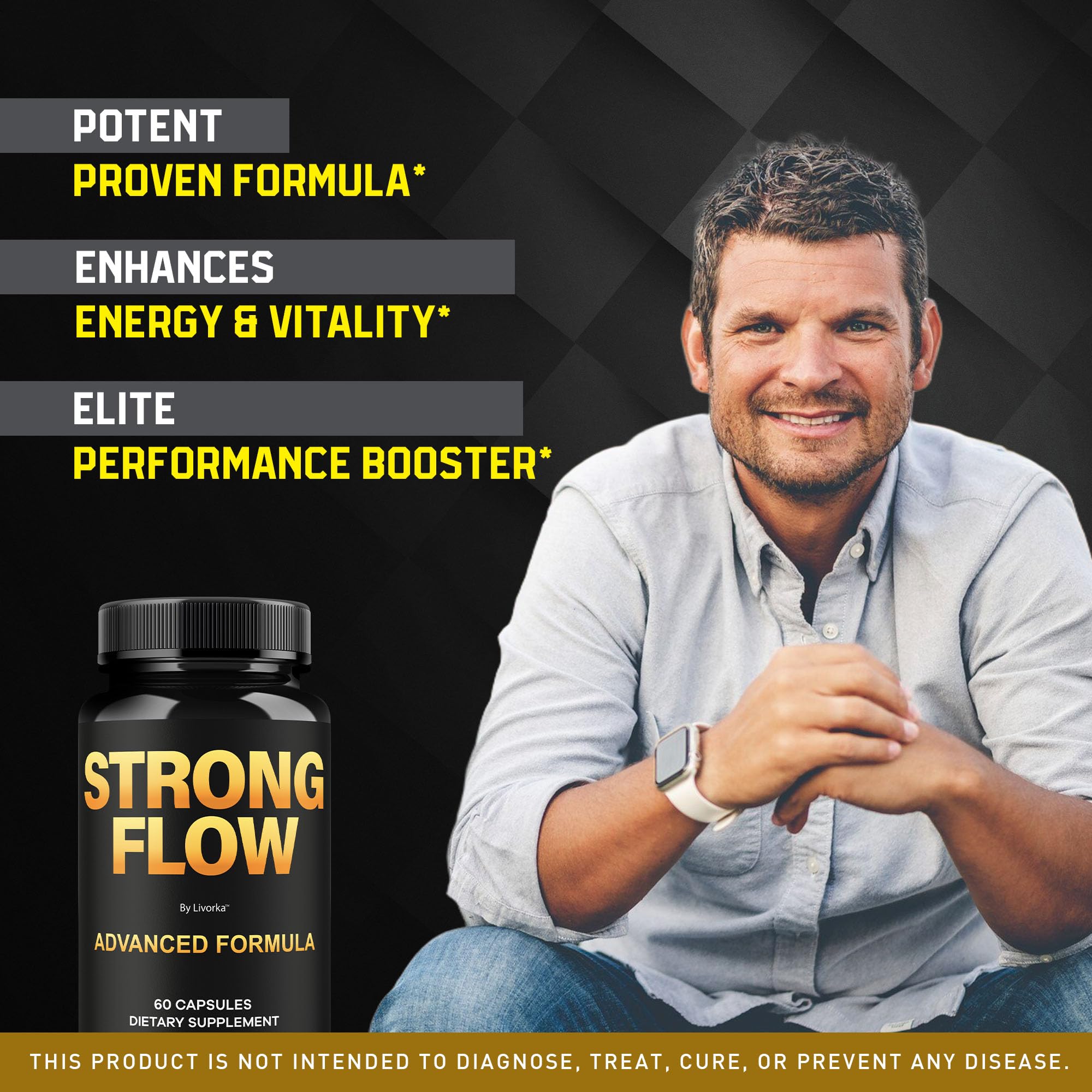 LIVORKA Strong Flow Capsules packaging back with ingredient highlights