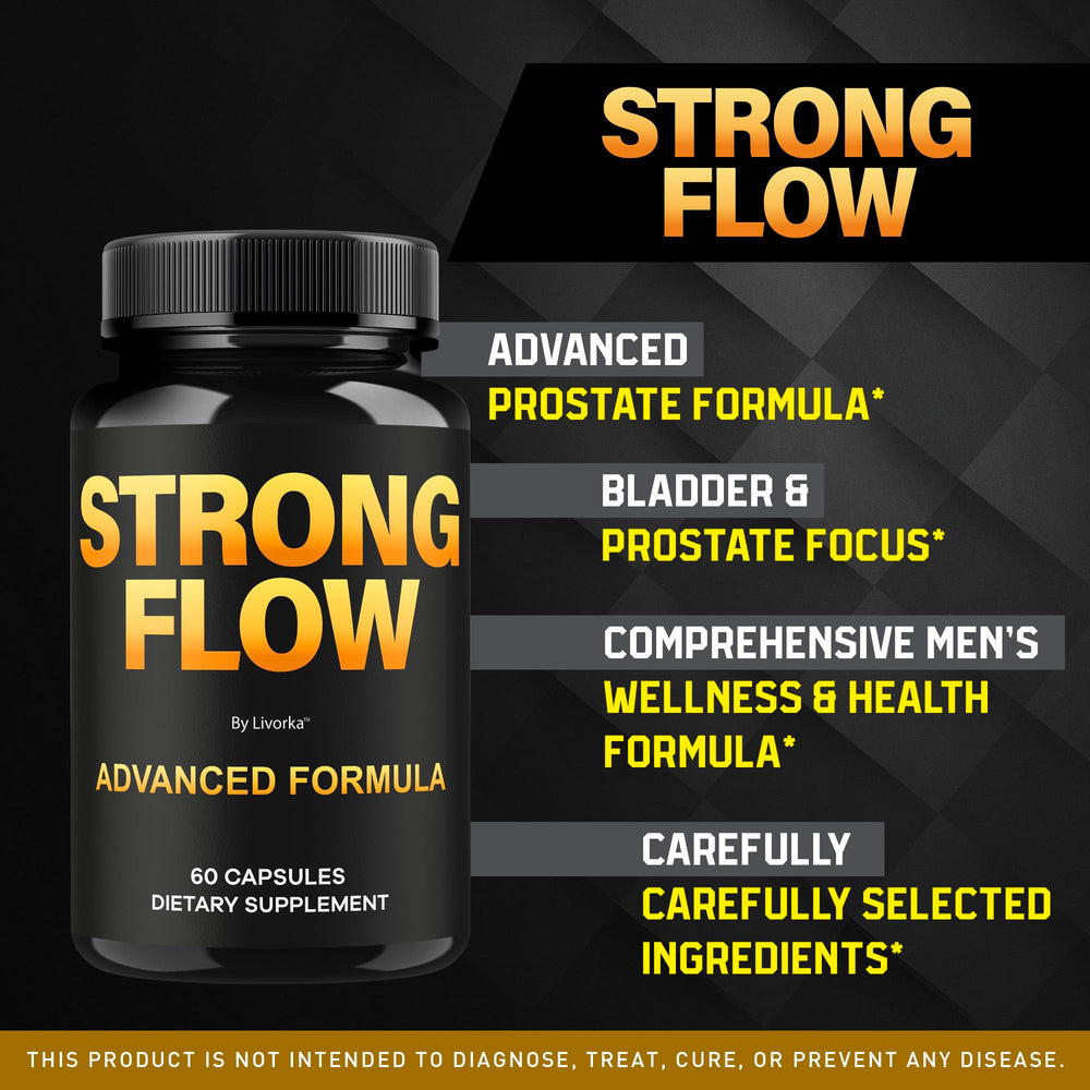 LIVORKA Strong Flow Capsules packaging front shows premium vitality focus