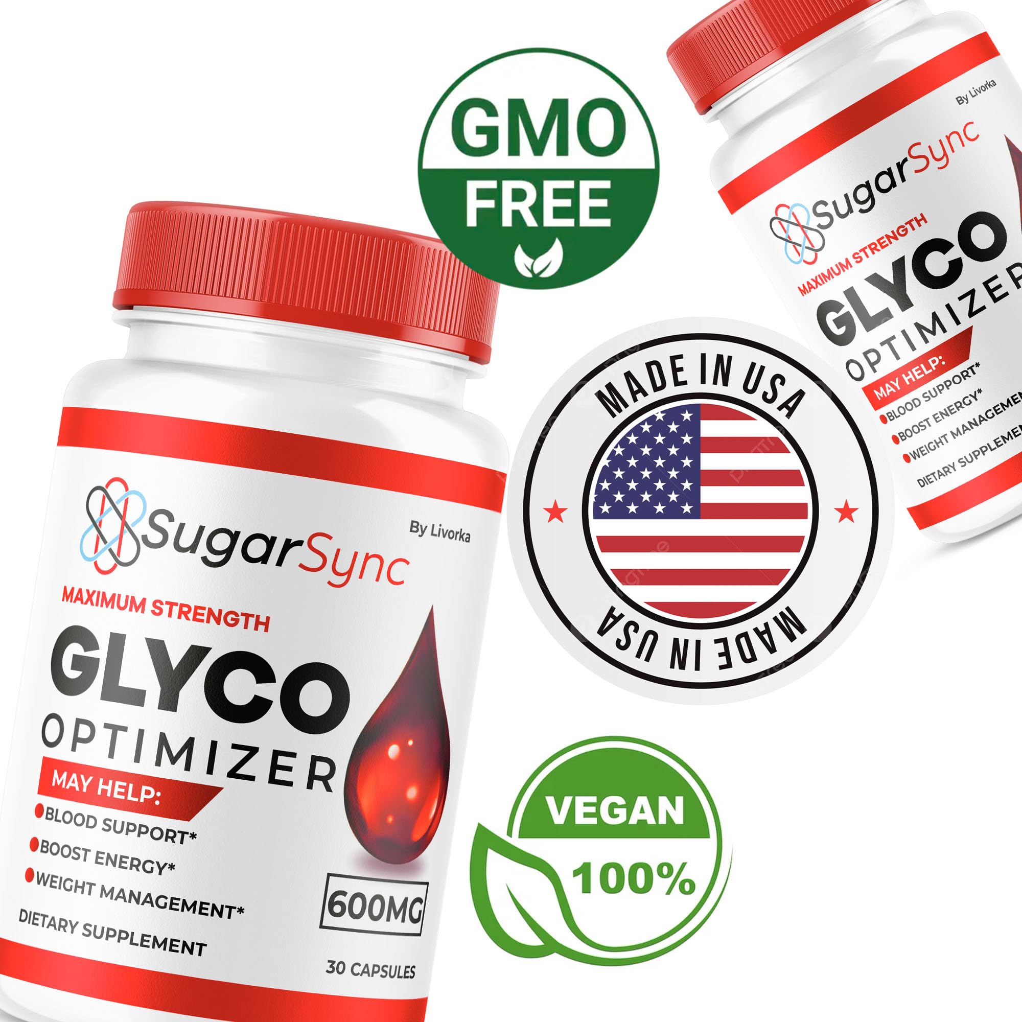 LIVORKA Sugar Sync Glyco box packaging, proudly made in the USA.