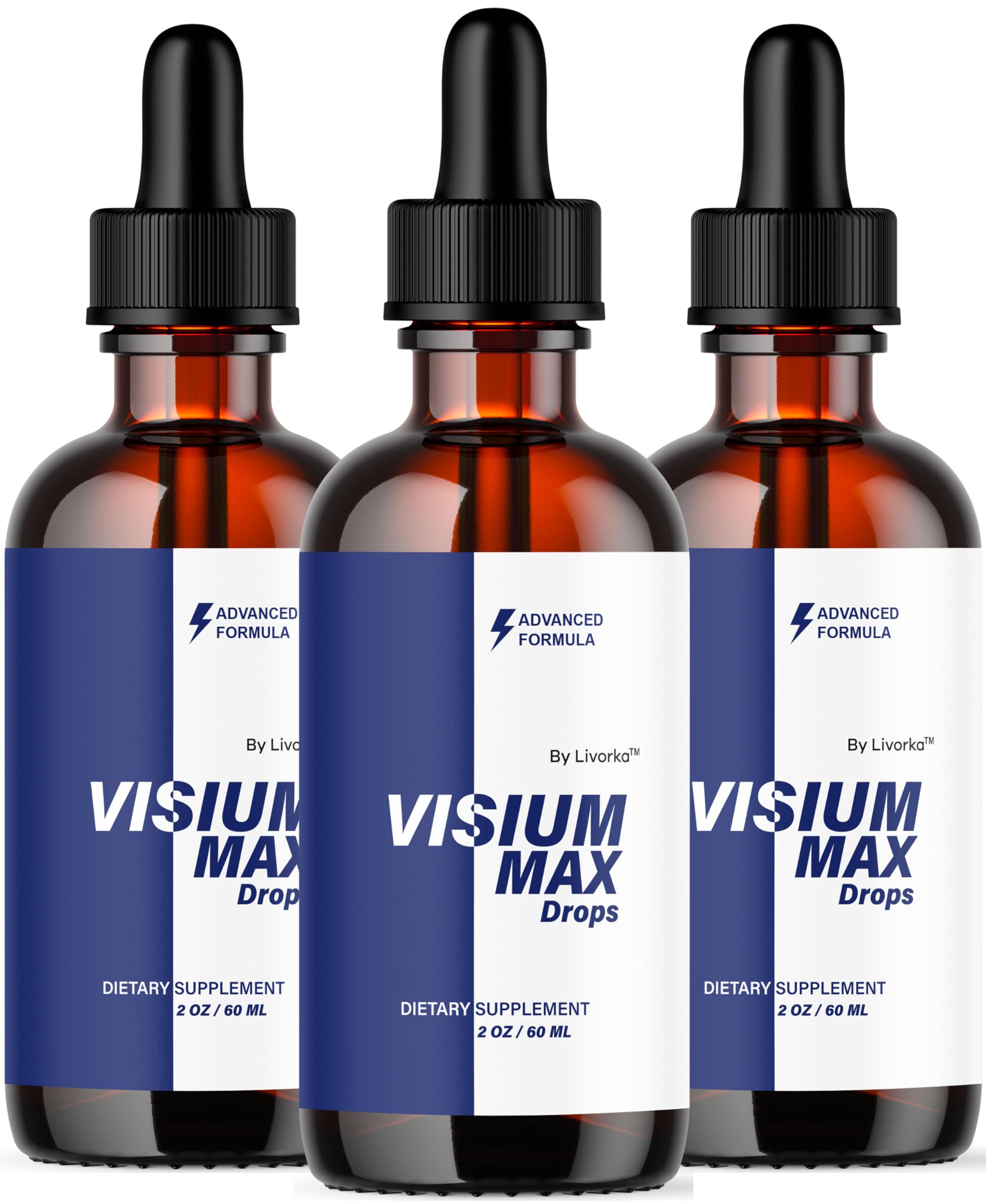 LIVORKA Visium Max Drops bottle front showing premium liquid wellness formula for daily support