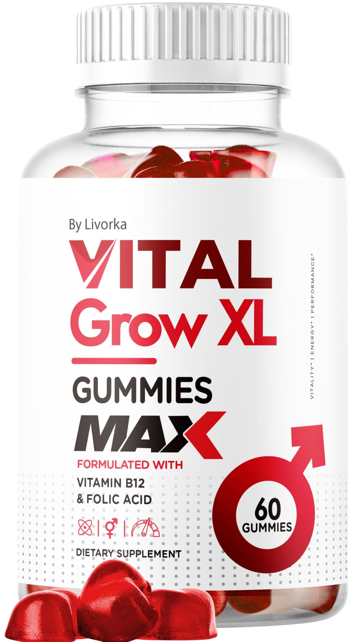 LIVORKA Vital Grow XL gummies bottle—daily vitality support in a convenient form