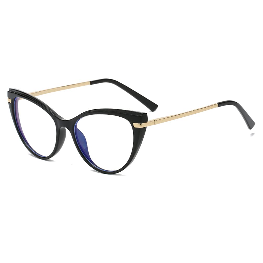 Gafas LJCZKA cat-eye negras con bloqueo de luz azul para pantallas largas.