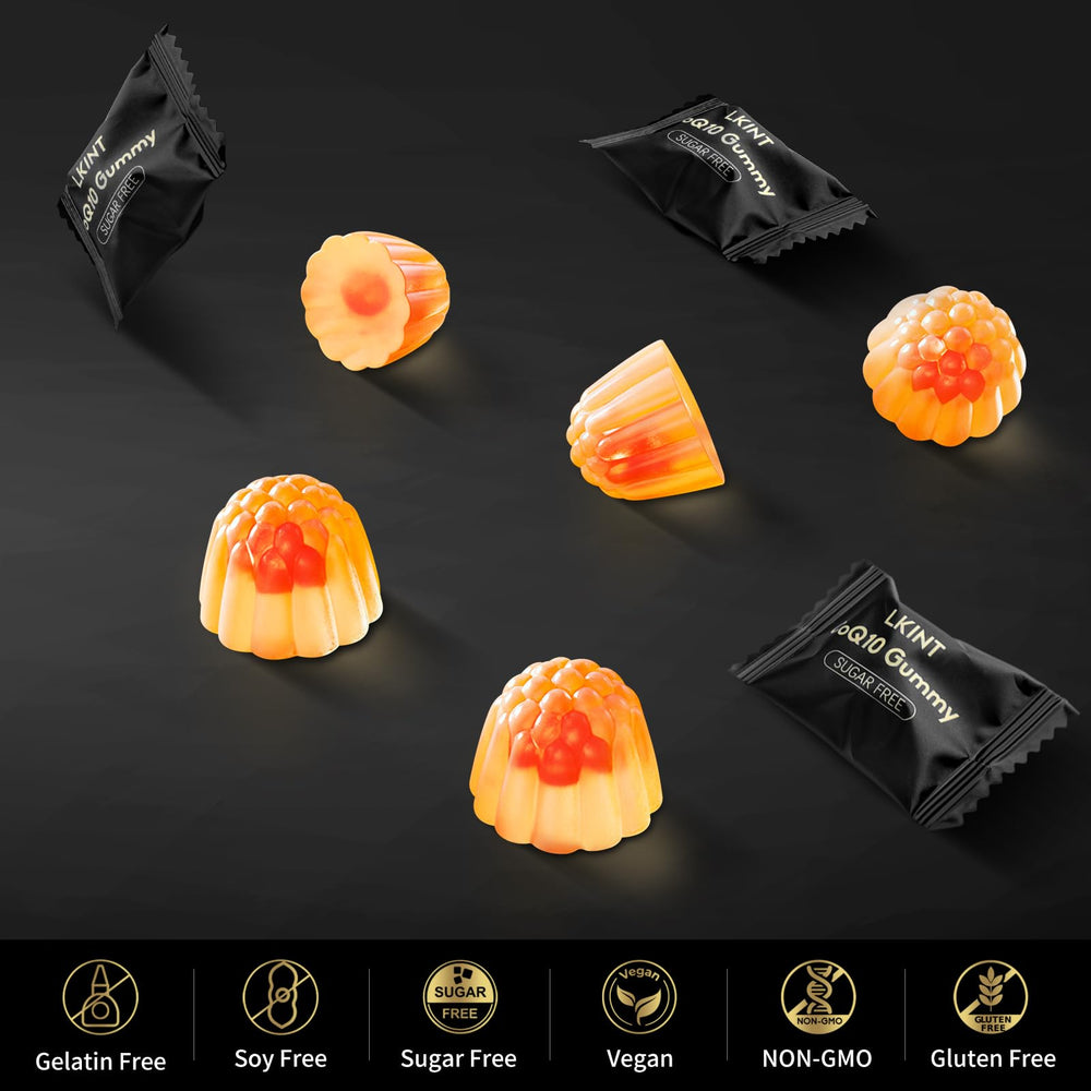 LKINT CoQ10 Gummies natural orange juice flavor close-up