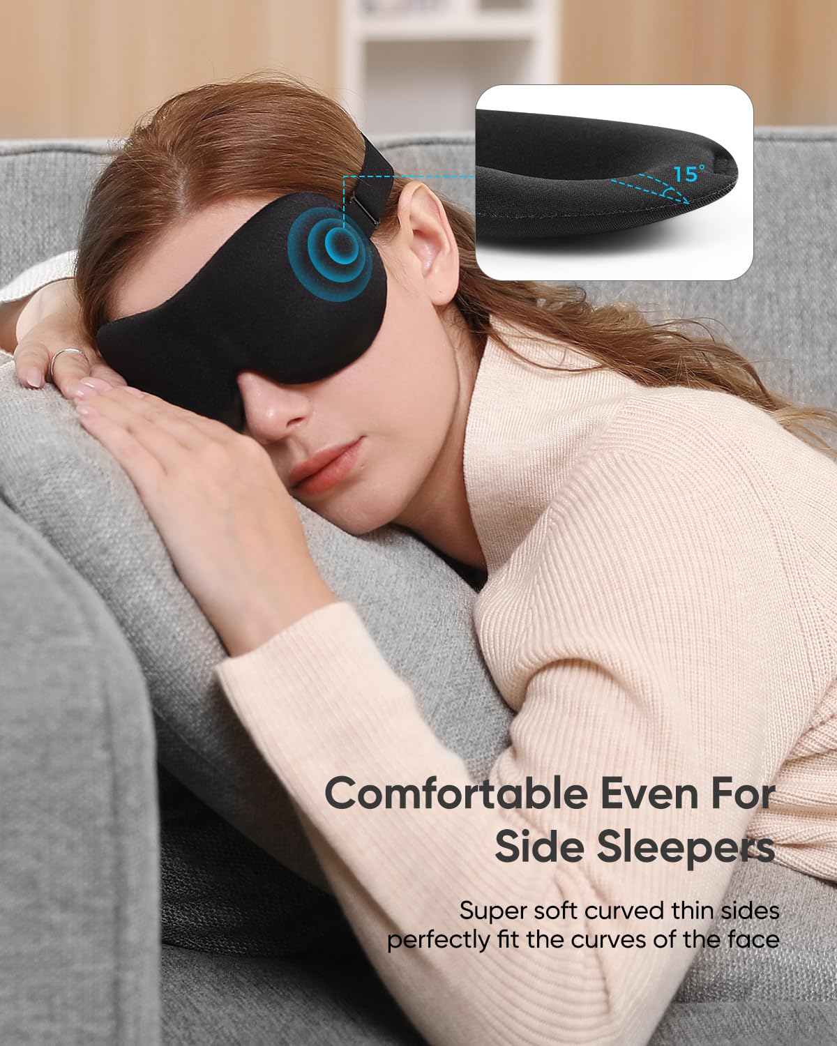 LKY DIGITAL sleep mask with light blocking coverage reduces ambient glare