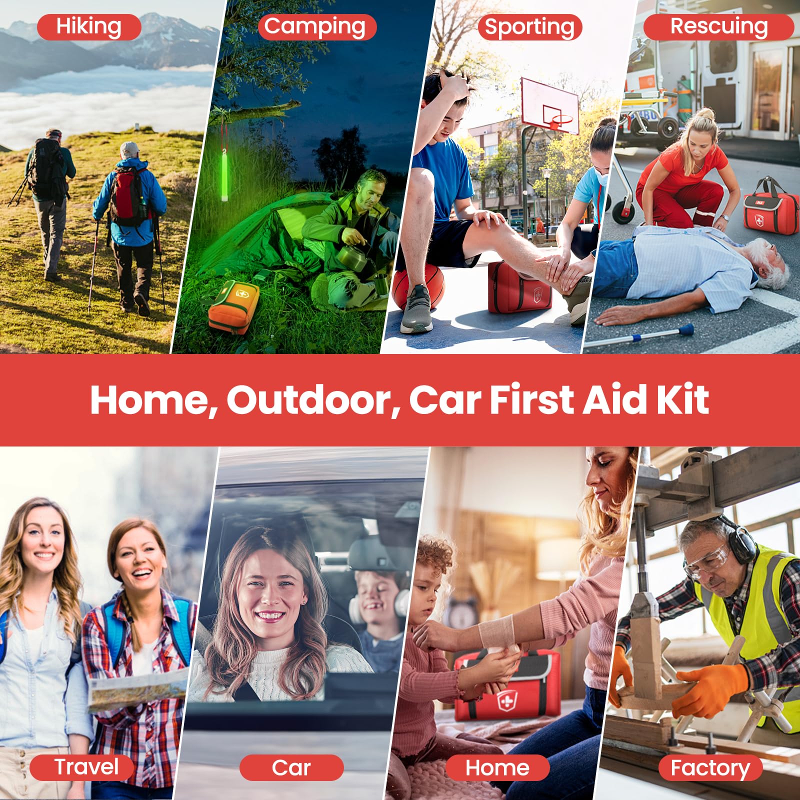 LL First Aid bandages, gauze, and wipes for minor injuries.
