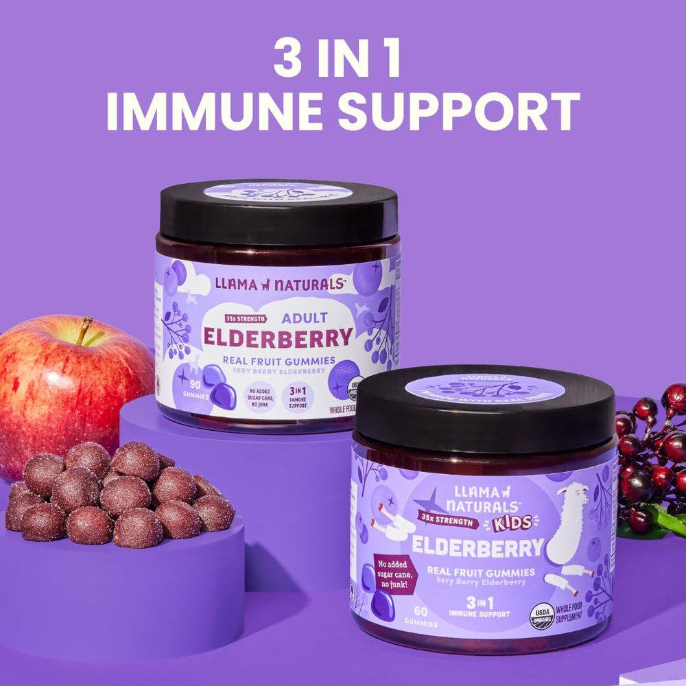 Llama Naturals elderberry gummies vegan packaging and sustainable design