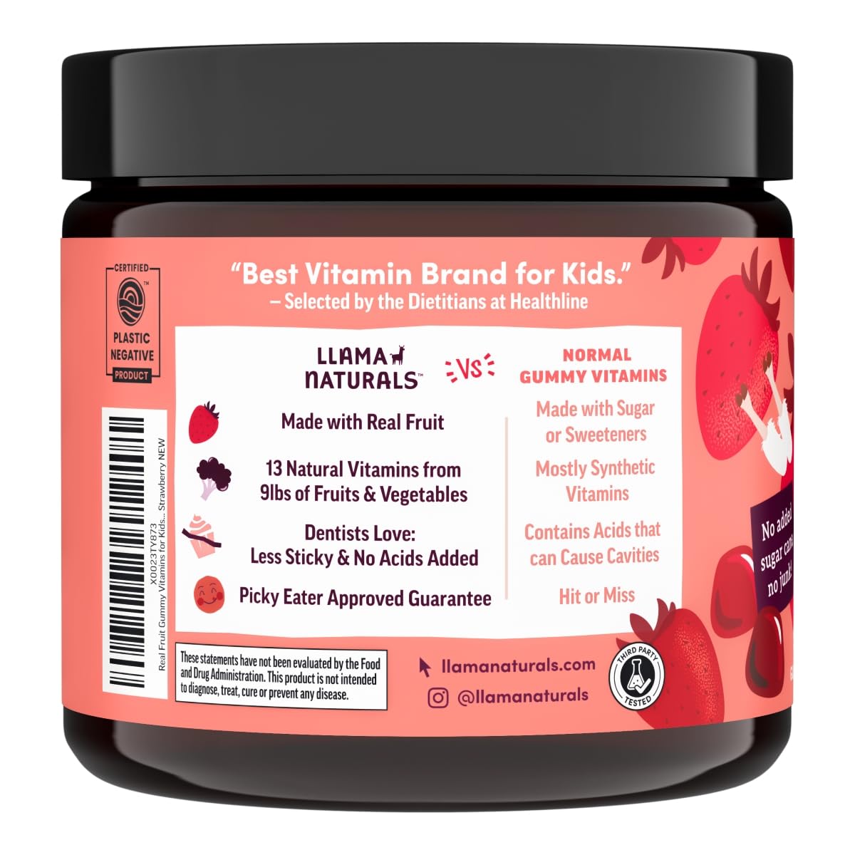 Real-fruit ingredients label highlights organic sources for nutrients