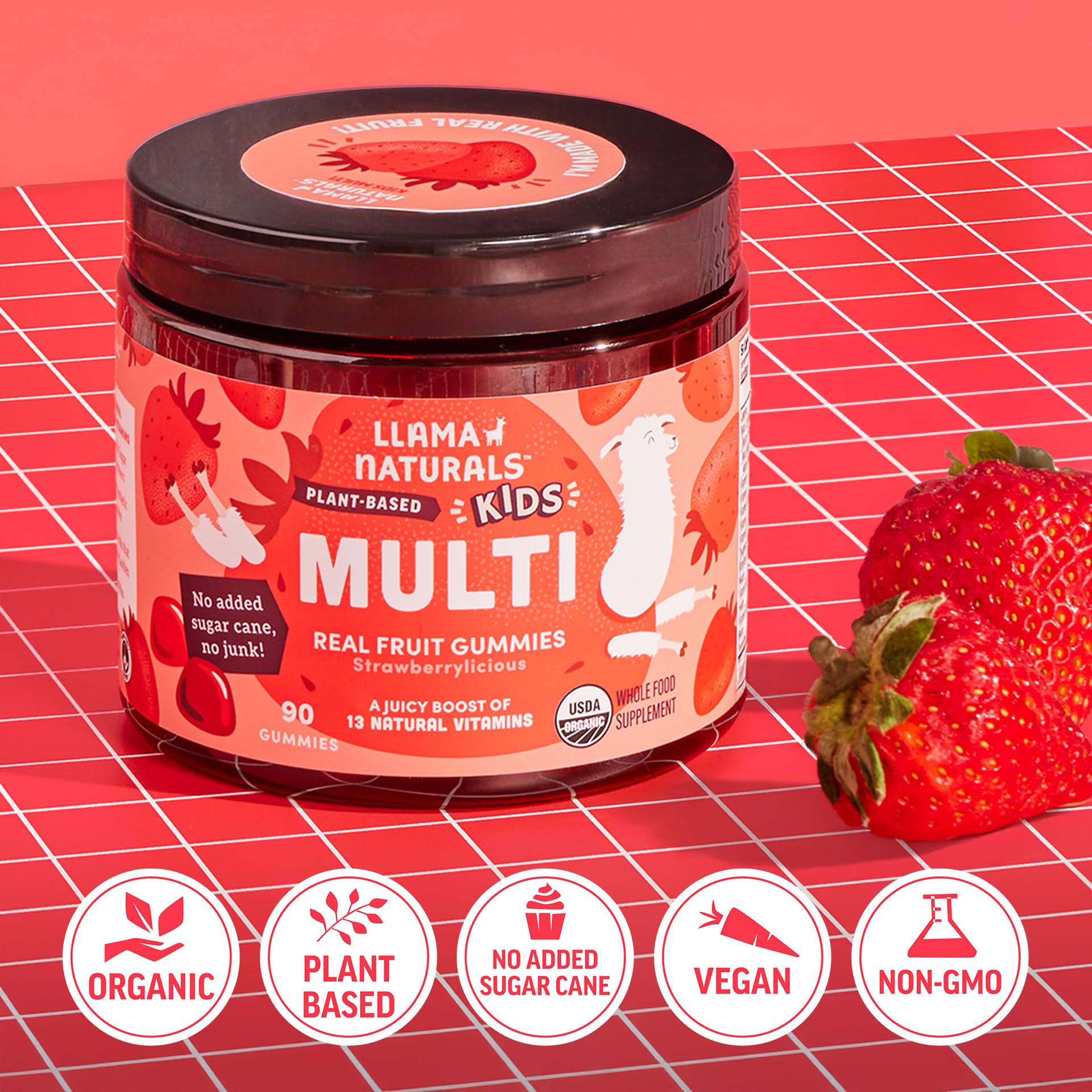 Vegan, plant-based multivitamin branding on packaging