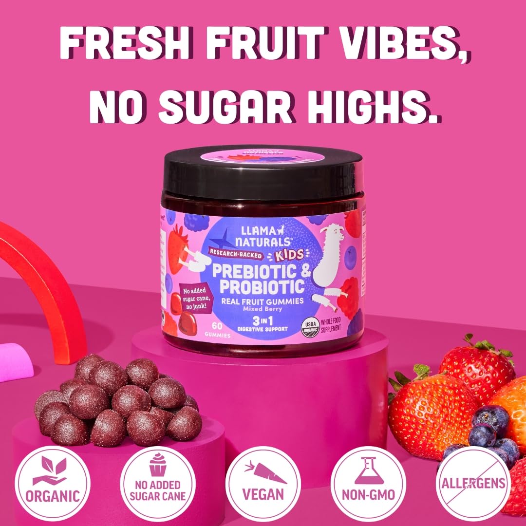 Llama Naturals Kids Probiotic gummies are plant-based and allergen-free