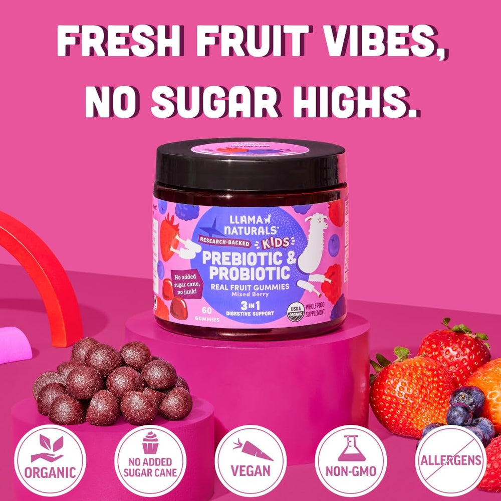 Llama Naturals Kids Probiotic gummies are plant-based and allergen-free