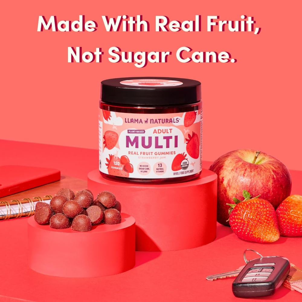 Llama Naturals organic fruit ingredients highlight plant-based nutrition from fruit.