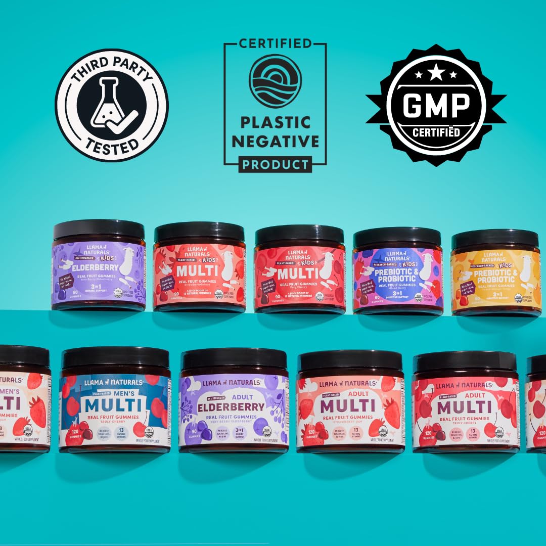 Llama Naturals real fruit soft-chew gummies for adults