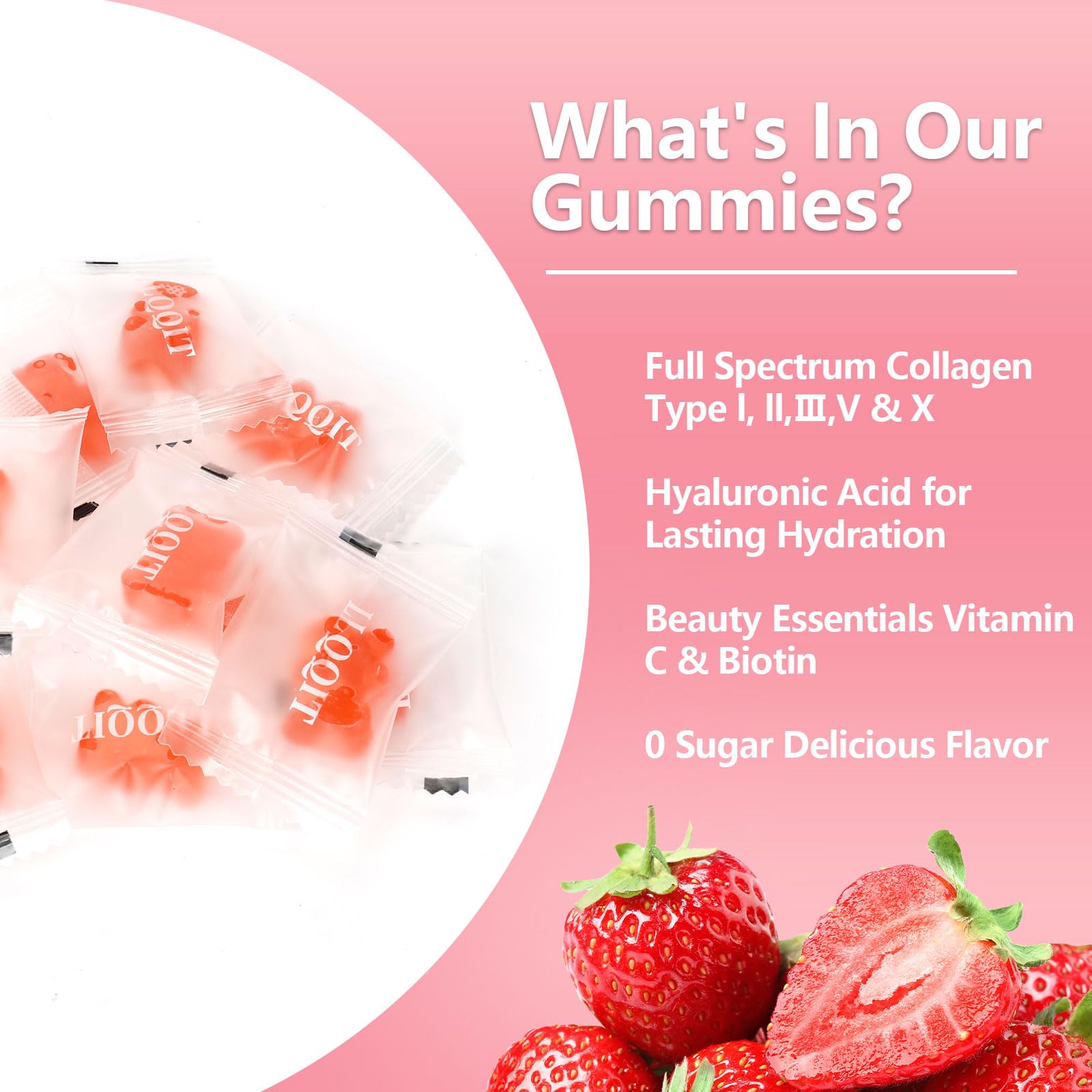 LLQQIT collagen gummies for hair and nails health