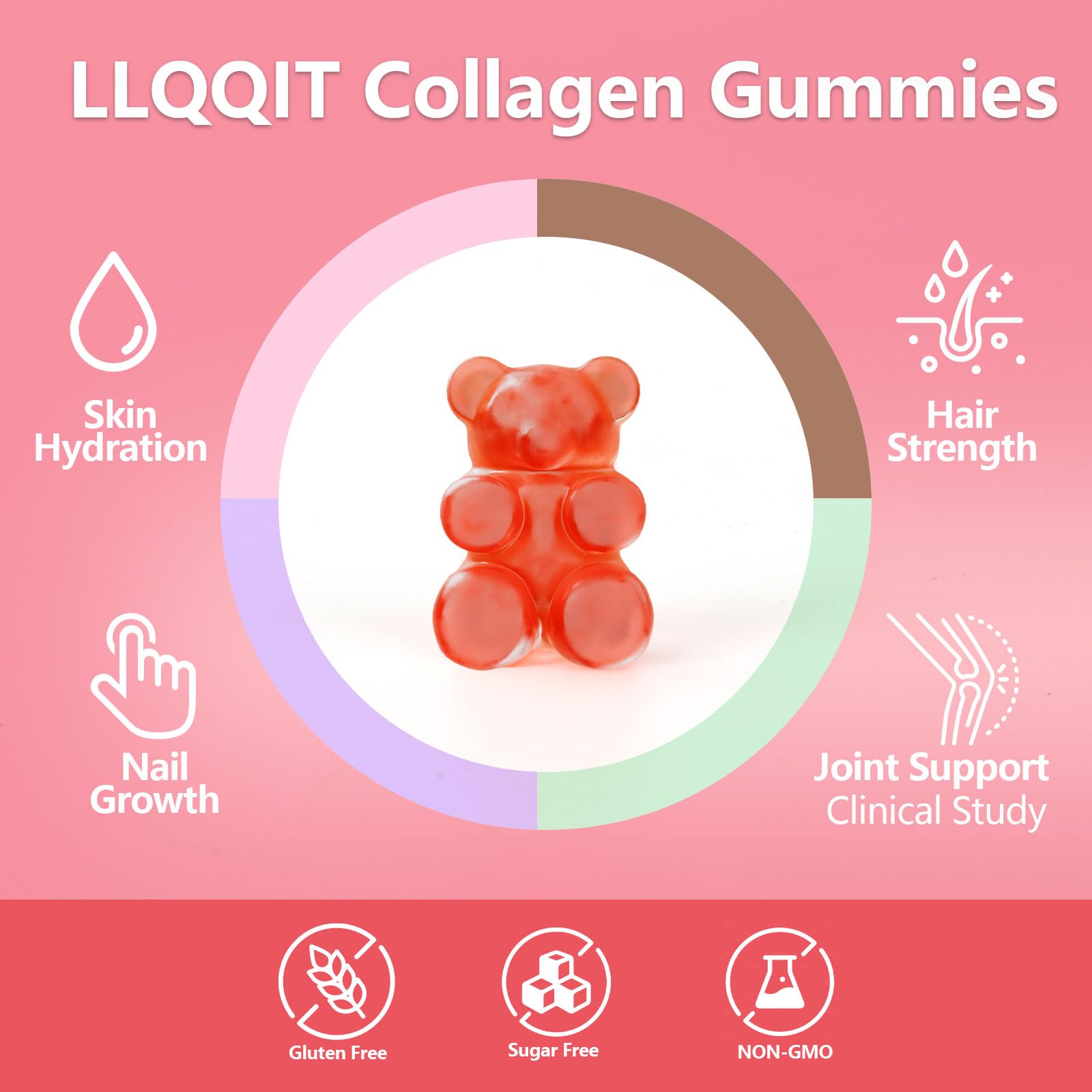 LLQQIT collagen gummies with hyaluronic acid for skin moisture