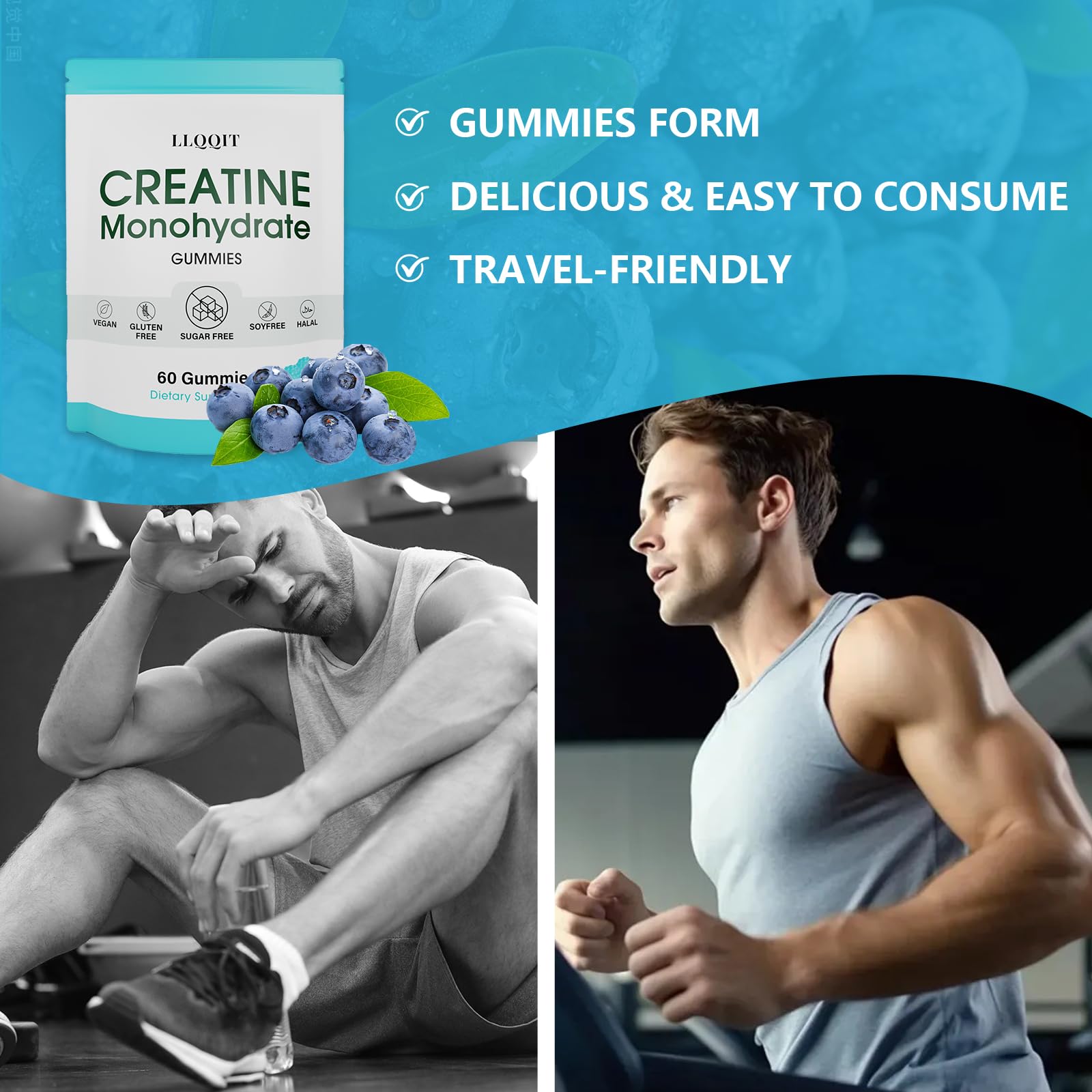 LLQQIT Creatine Monohydrate Gummies with black pepper enhance aroma and taste.