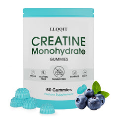 LLQQIT Creatine Monohydrate Gummies in blueberry flavor for on-the-go workouts.