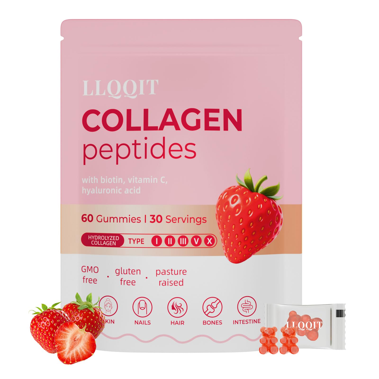 LLQQIT multicolumn collagen gummies bottle for daily support